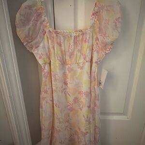 Pastel Floral Puff Sleeve Dress for Kids